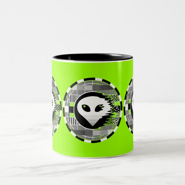 2 Couleurs TV Alien Tasse ronde verte (Centre)