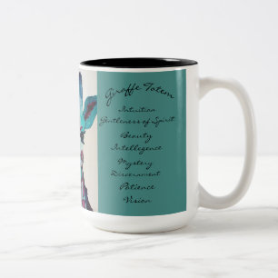 2 Couleurs Un d'une tasse de café aimable de totem de girafe