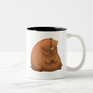 2 Couleurs Un gros porc sur une tasse