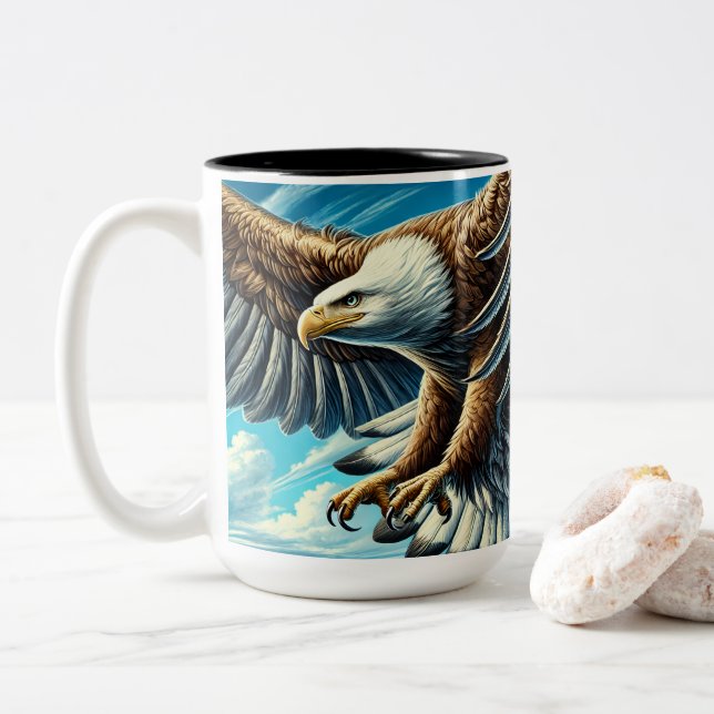 2 Couleurs une tasse à l'image d'un aigle fort volant (Avec donut)
