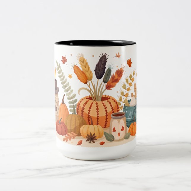 2 Couleurs Une tasse mignonne avec imprimé d'automne (Centre)