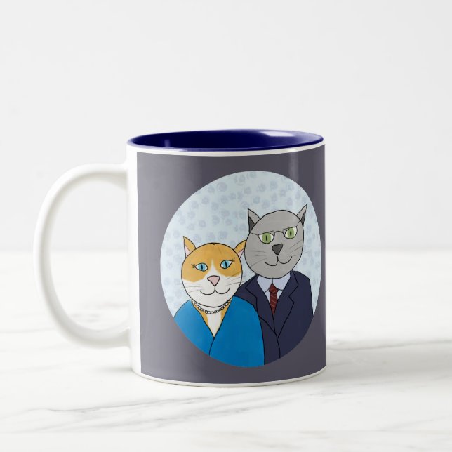 2 Couleurs Une tasse très intéressante de couples de Kitty (Gauche)