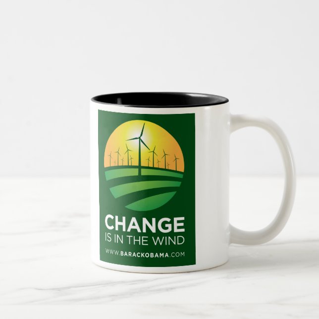 2 Couleurs Vents d'Obama du changement 11oz. Tasse (Droit)