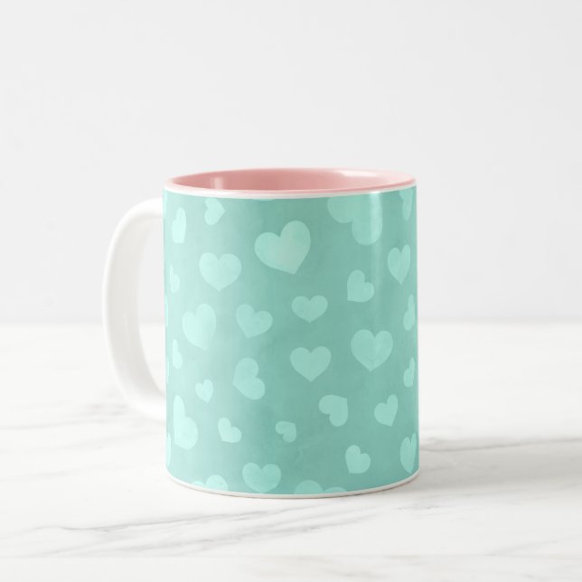 2 Couleurs Vert avec le coeur blanc et la tasse intérieure ro (Devant gauche)