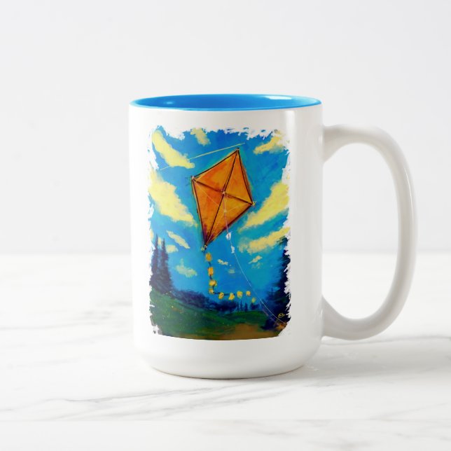 2 Couleurs Vont la mouche un cerf-volant - tasse (Droit)