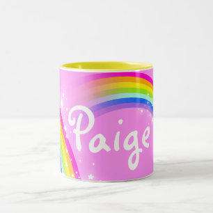 2 Couleurs Votre tasse rose-clair (de lettre 5) d'arc-en-ciel