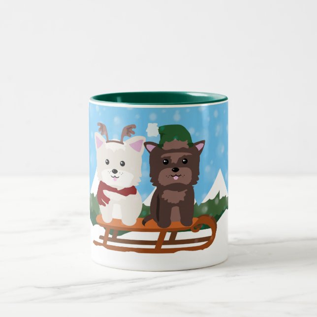 2 Couleurs Westie et tasse de vacances d'hiver de terriers de (Centre)
