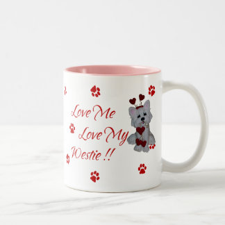2 Couleurs Westie m'aiment amour ma tasse