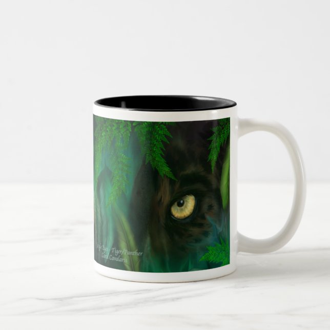 2 Couleurs Yeux de jungle - tasse d'art de panthère et de (Droit)