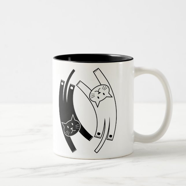 2 Couleurs Yin et tasse de chats de Yang (Droit)