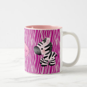 2 Couleurs Zèbres et tasse roses personnalisés de poster de