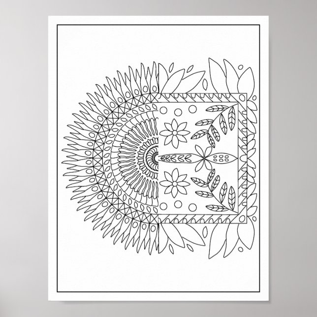 2 en 1 Poster de coloriage pour adultes Mandala (Devant)