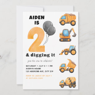 2 Et Le Creuser Anniversaire Fête Invitation Garço