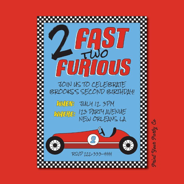 2 Fast 2 Furieux Invitation Anniversaire (Créateur téléchargé)