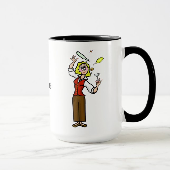2 Femme Bartender Mug Ajouter Un Nom (Droite)