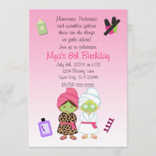 2 Filles de Beauté de Spa Invitation d'anniversair
