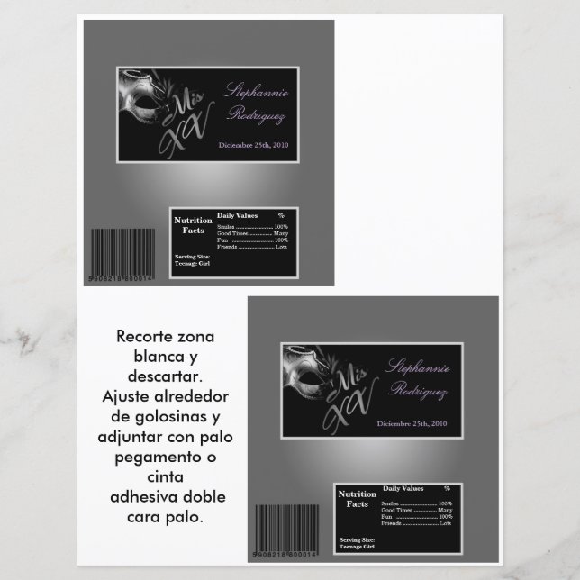 2 Hérshey's Grand Bar Wrapper Mis XV Argent (Devant)