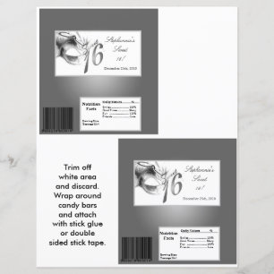 2 Hérshey's Grand Bar Wrapper Sweet 16 Silver
