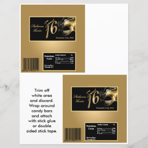 2 Hérshey's Large Bar Wrapper Sweet 16 Gold