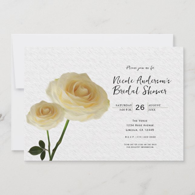 2 Invitations de douche nuptiale Roses peintes en  (Devant)