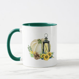 #2   Lanterne blanche Citrouille automne café Mug