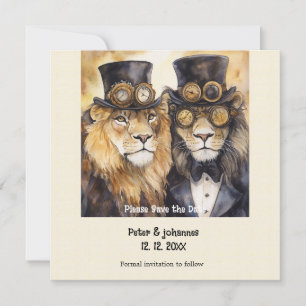 2 lions mâles steampunk Save the date