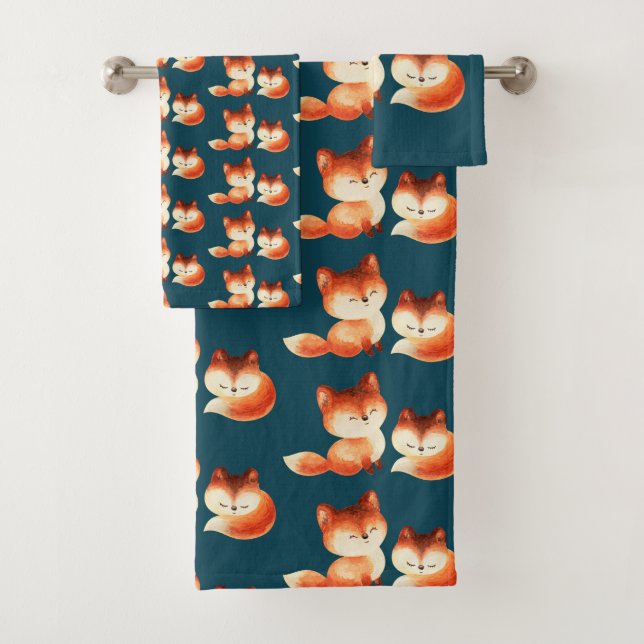 2 mignons Petits Renards Rouges Aquarelle Design (En situation)