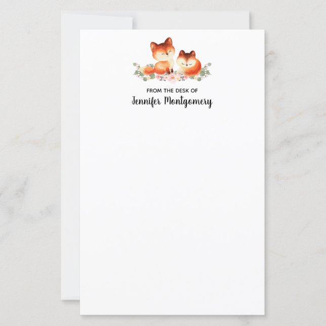 2 mignons Petits Renards Rouges Aquarelle Design (Devant)