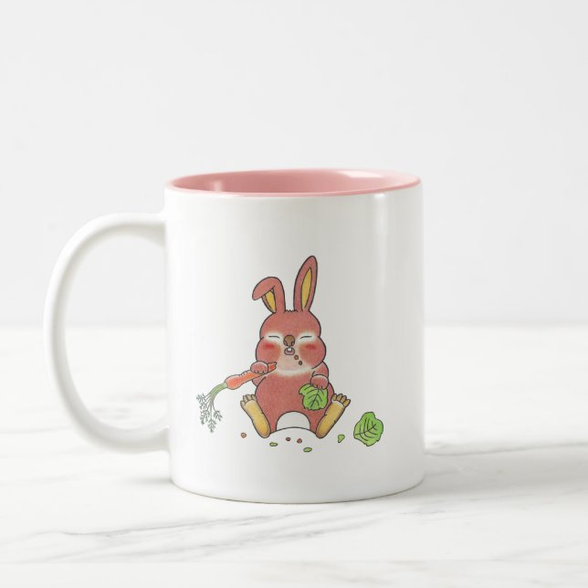 2 modèles Mug bébé lapin mignon affamé et endormi (Gauche)