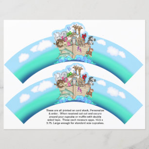 2 Noahs Ark Bébé Cupcake Personnalisé Enveloppeurs