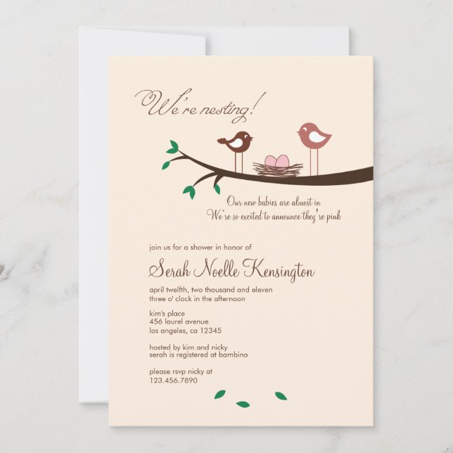 2 Oeufs roses Twin Girls Baby shower Invitation (Devant)