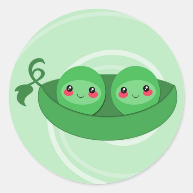 2 PETITS POIS dans une COSSE - autocollant (Devant)