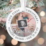 2 Photo 1er Noël Attente Baby Nouveaux Parents Mod<br><div class="desc">Célébrez le cadeau précieux de votre nouveau membre de la famille avec un ornement acrylique élégant à deux photos rondes. Le design neutre est adapté pour un nouveau bébé garçon ou une nouvelle fille. L'écriture et les images sur ce modèle sont simples à personnaliser, et peuvent être différentes ou identiques...</div>
