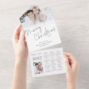2 Photo 2027 Calendrier Carte de Noël Tout en un
