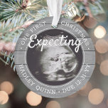 2 Photo Baby Ultrasound Nouveaux parents Gris Faux<br><div class="desc">Célébrez le cadeau précieux de votre nouveau membre de la famille avec un ornement élégant en acrylique de deux photo ronde faux bois gris. Le design neutre est adapté pour un nouveau bébé garçon ou une nouvelle fille. L'écriture et les images sur ce modèle sont simples à personnaliser, et peuvent...</div>