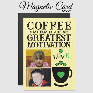 2 photo café et carte magnétique verte familiale