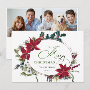 2 PHOTO Carte de vœux de Noël élégante au poinsett