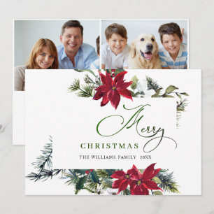 2 PHOTO Élégante carte de vœux de Noël au poinsett
