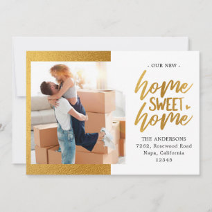 2 Photo Gold Foil Sweet Home Moving Faire-part