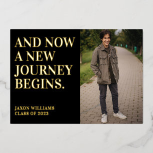 2 Photo Graduation Party Invitation Voyage Gold F