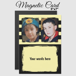 2 photo mots personnalisés carte magnétique jaune
