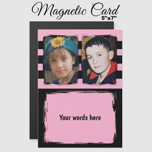 2 photo mots personnalisés carte magnétique rose
