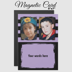 2 photo mots personnalisés carte magnétique violet