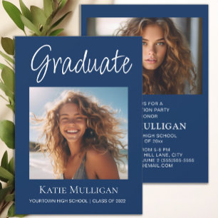 2 Photo Navy Blue Graduation Party