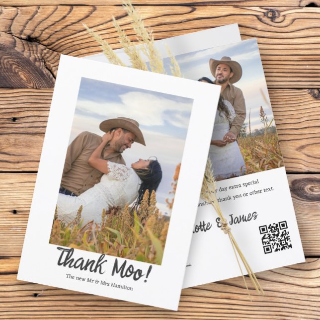 2 Photographies Personnalisées Merci Moo Mariage (2 Photographs Personalized Thank Moo Wedding Thank You Cards from Ricaso. For fun whimsical weddings)