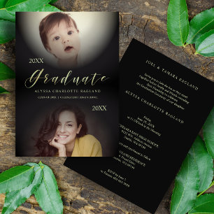 2 Photos Graduation Alors & Maintenant Invitation