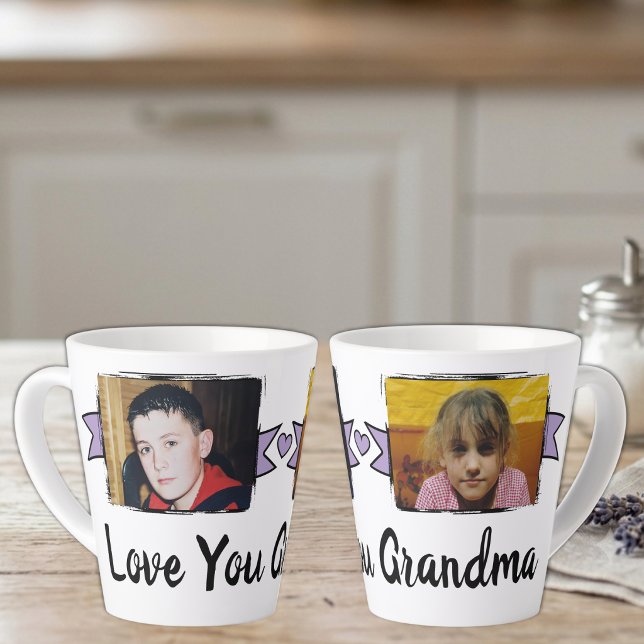 2 photos mug amour vous grand-mère latte violet (Créateur téléchargé)