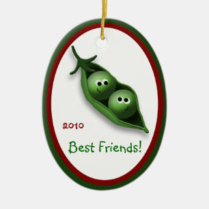 2 pois dans un ornement en céramique ovale de Noël