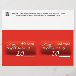 2 RED Graduation Favoriser Candy Barre personnalis