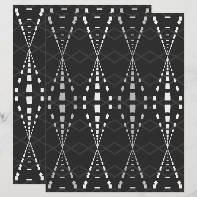 2-Sided Ley Lines B&W Scrapbook Page (Devant / Derrière)